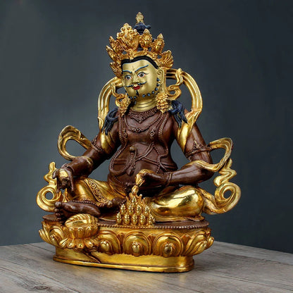 31CM Large High grade Buddha statues efficacious bring in wealth treasure gilding Yellow Jambhala fortune god Buddha