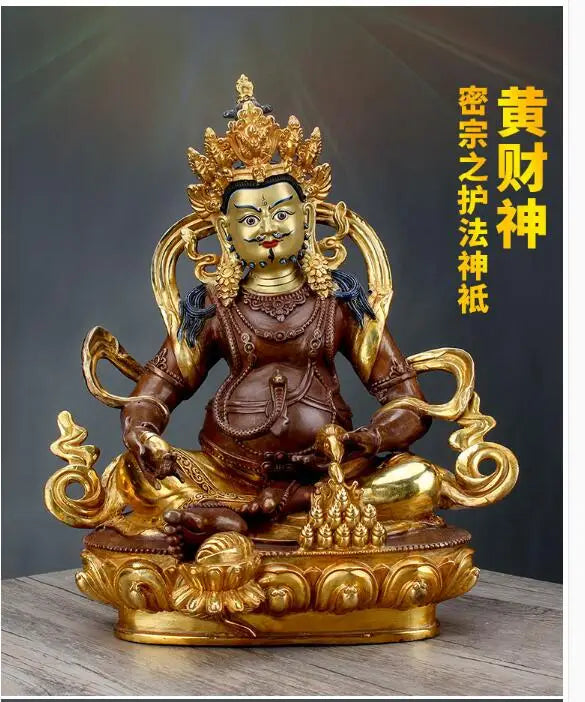 31CM Large High grade Buddha statues efficacious bring in wealth treasure gilding Yellow Jambhala fortune god Buddha