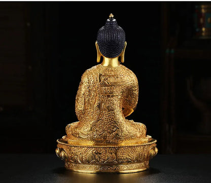 31CM Large wholesale buddha statue # Nepal Tibetan Buddhism Amitabha Amitayus Buddha Gold-plated brass statue HOME Talisman