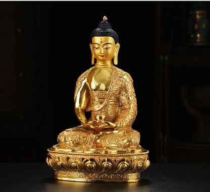 31CM Large wholesale buddha statue # Nepal Tibetan Buddhism Amitabha Amitayus Buddha Gold-plated brass statue HOME Talisman