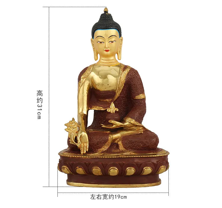 31CM Large wholesale buddha statue # Tibetan Buddhism Phra Kring the Medicine Buddha Gold-plated brass statue HOME Talisman