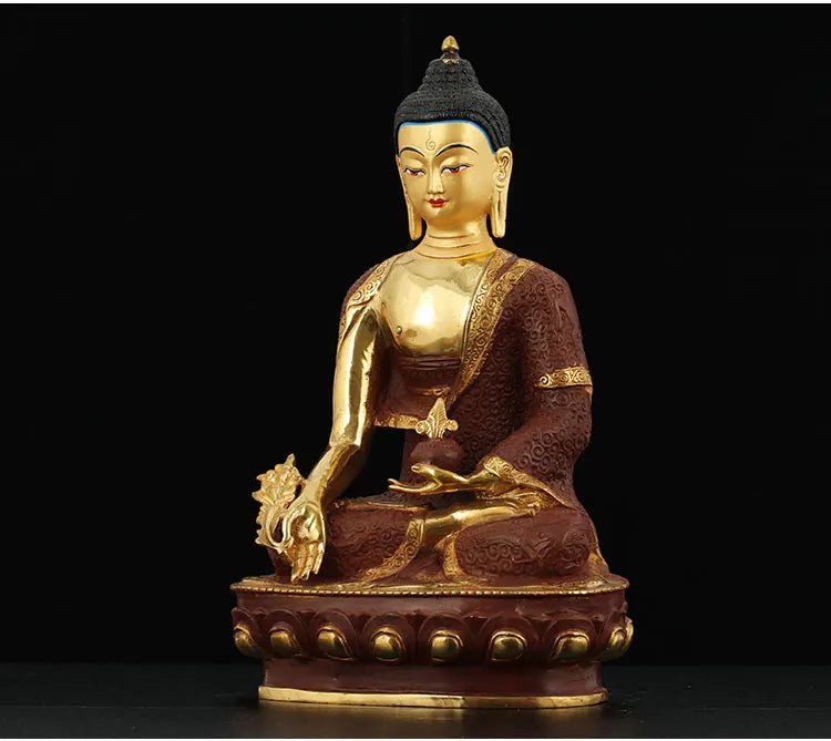 31CM Large wholesale buddha statue # Tibetan Buddhism Phra Kring the Medicine Buddha Gold-plated brass statue HOME Talisman