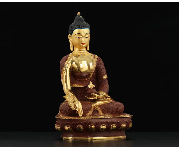 31CM Large wholesale buddha statue # Tibetan Buddhism Phra Kring the Medicine Buddha Gold-plated brass statue HOME Talisman