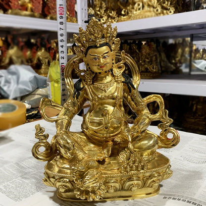31CM large Asia Buddhism HOME temple good buddha statue bless bring good luck Gilding  Jambhala Yellow fortune god buddha statue