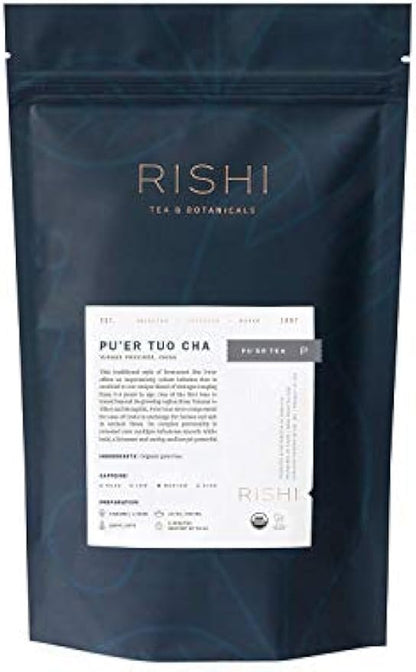 Rishi Tea Ancient Pu'er Tuo Cha Loose Leaf Herbal Tea | Immune, Heart & Digestion Support, USDA Certified Organic, Fair Trade Pu'er Tea, Caffeinated | 1 lb Bag, Makes 115 Cups