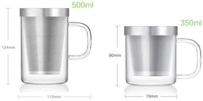 SAMADOYO High Grade Glass Tea Cup Home or Office Teacup W/t 304# Stainless Steel Infuser & Lid Borosilicate Glass SAMA S049A S050A (S050A-500ML)