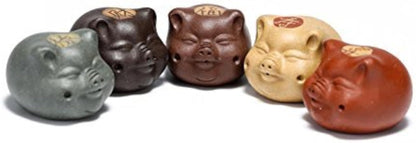 • Yxhupot Tea Pet Chinese Zisha 5pcs Pig Handmade Prosperity and Good Lucky fengshui (5 fu Color)