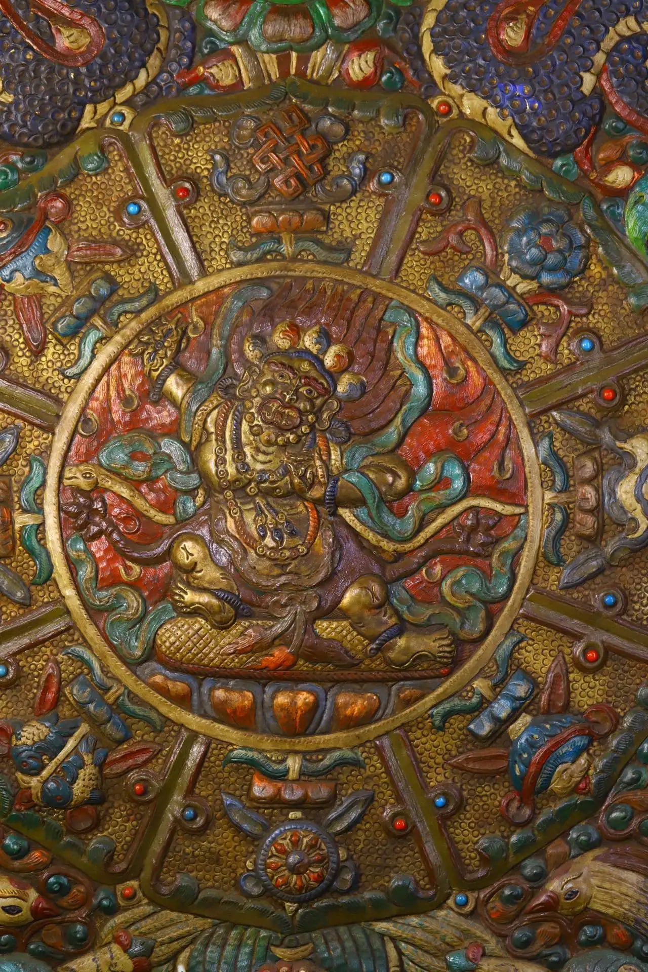 31 "مجموعة معبد التبتية القديمة البرونزية تتبع التنين اللعب الخرز Vajra Bodhisattva Thangka Yuncheng شنق الشاشة قاعة العبادة