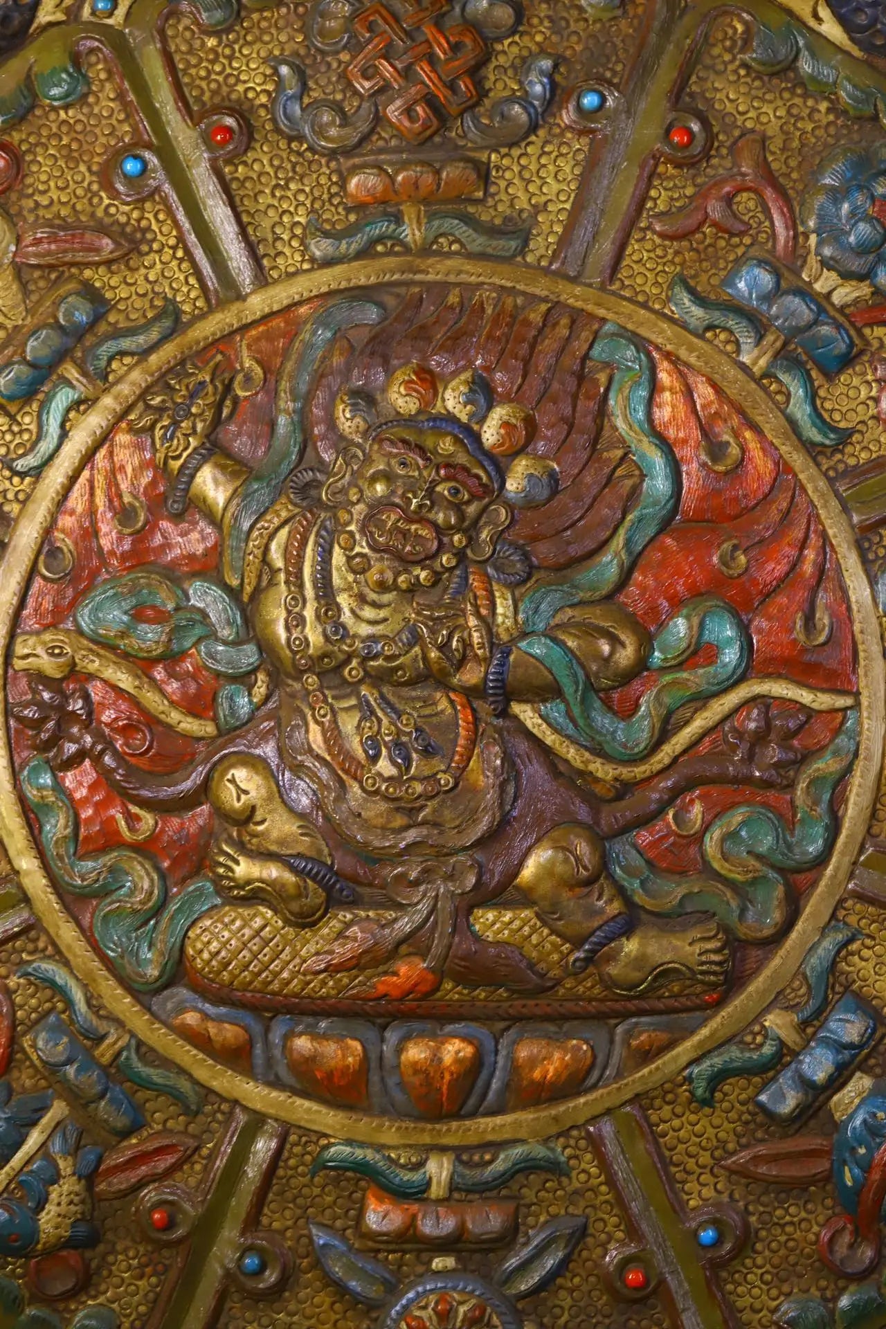 31 "مجموعة معبد التبتية القديمة البرونزية تتبع التنين اللعب الخرز Vajra Bodhisattva Thangka Yuncheng شنق الشاشة قاعة العبادة