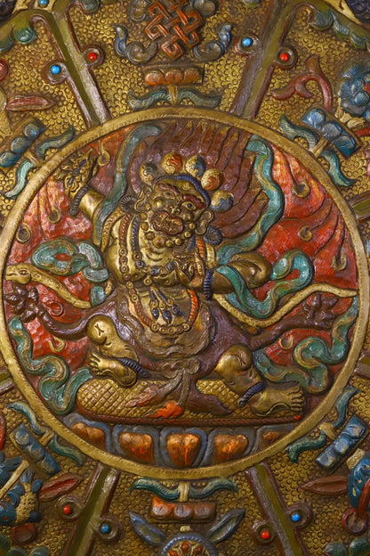 31 "مجموعة معبد التبتية القديمة البرونزية تتبع التنين اللعب الخرز Vajra Bodhisattva Thangka Yuncheng شنق الشاشة قاعة العبادة