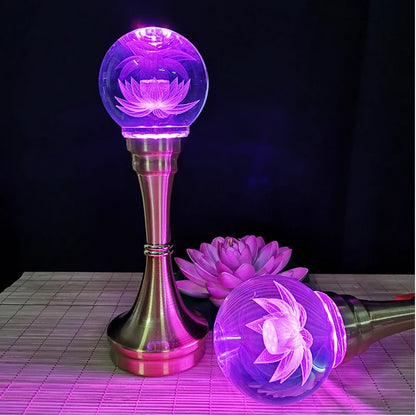 31cm # A Pair 2pcs Wholesale Buddhism supply HOME temple altar Buddhist worship 7 colour crystal Plug-in buddha Light