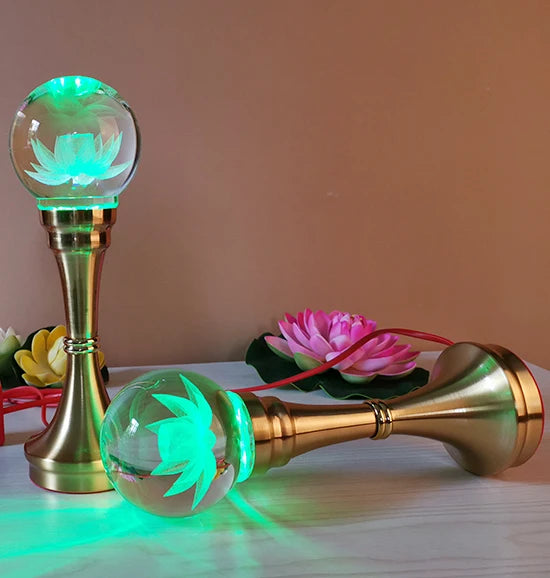 31cm # A Pair 2pcs Wholesale Buddhism supply HOME temple altar Buddhist worship 7 colour crystal Plug-in buddha Light
