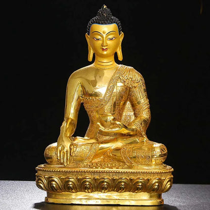 31cm large Wholesale Buddhist supplies Buddhism family HOME protection brass gilding Sakyamuni Buddha copper GOOD statue