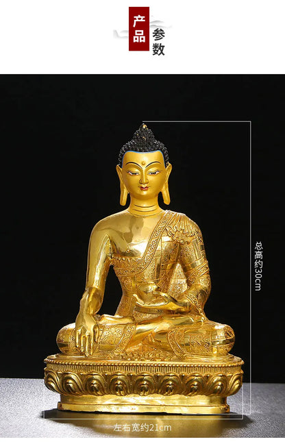 31cm large Wholesale Buddhist supplies Buddhism family HOME protection brass gilding Sakyamuni Buddha copper GOOD statue