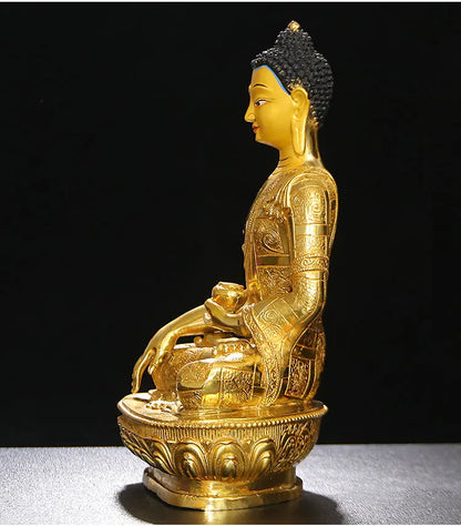 31cm large Wholesale Buddhist supplies Buddhism family HOME protection brass gilding Sakyamuni Buddha copper GOOD statue