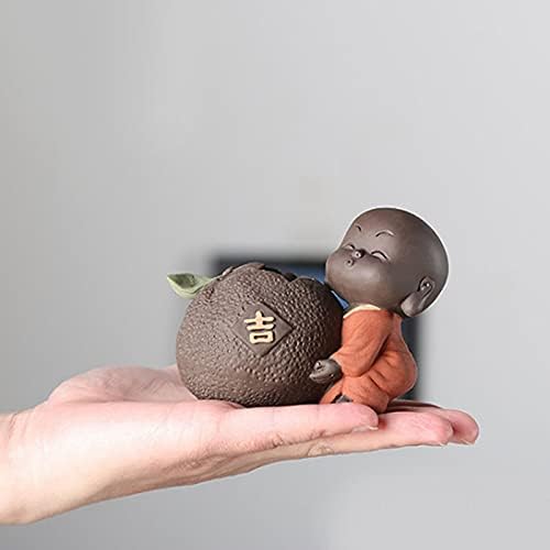 Acxico 1Pcs Yixing zisha Tea pet Lovely Home Decoration Mini vase Creative Tea Play Monk