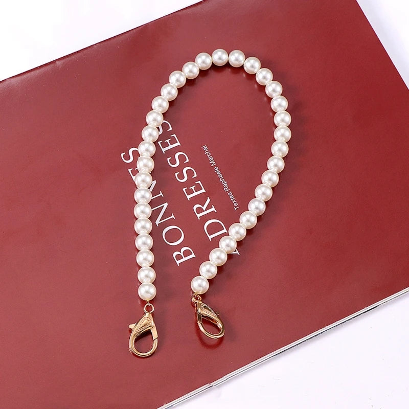 32/40/100cm Imitation Pearl Bead Handle Short Long Handbag Purse Chain Replacement Bag Shoulder Strap Belt DIY Accessories with
