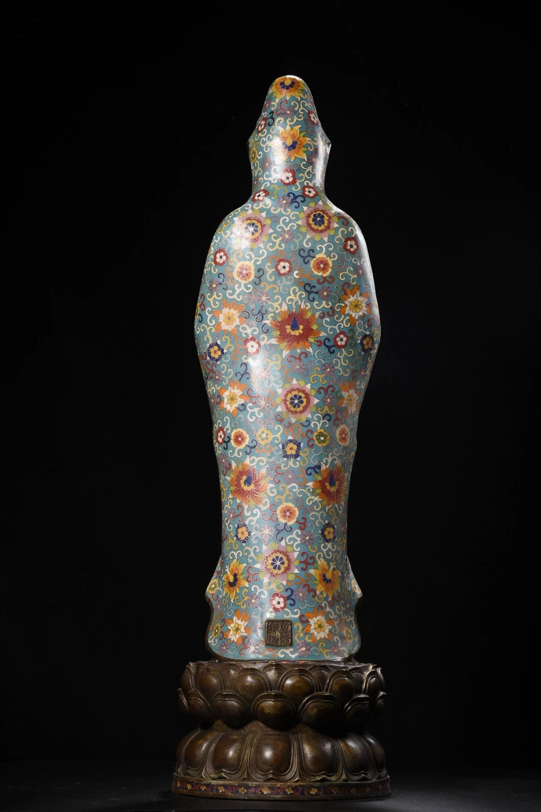 32"Tibetan Temple Collection Old Bronze Cloisonn Enamel Guanyin Bodhisattva Station Buddha Lotus Terrace Worship Hall Town house