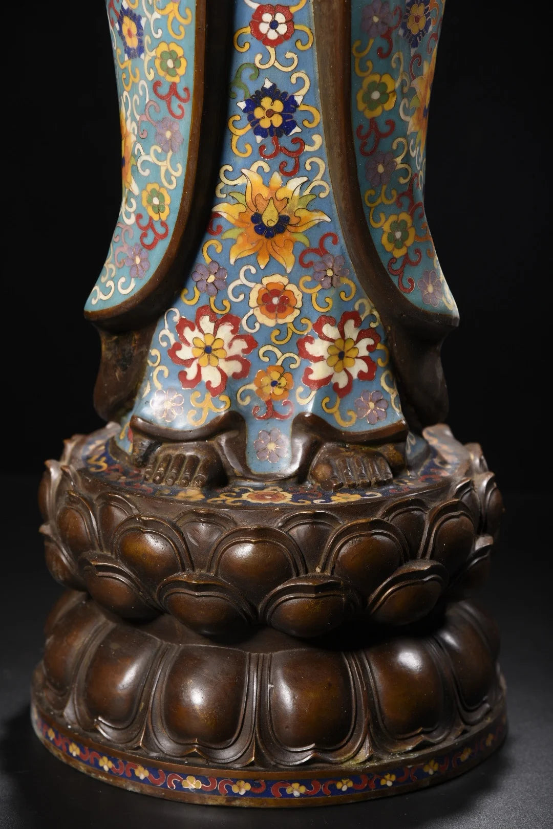 32"Tibetan Temple Collection Old Bronze Cloisonn Enamel Guanyin Bodhisattva Station Buddha Lotus Terrace Worship Hall Town house
