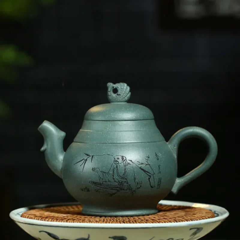 320ML Green Yingxing Purple Clay Teapot Zisha Pot Handmade Teaware Gifts Drinkware Set Drink Puer