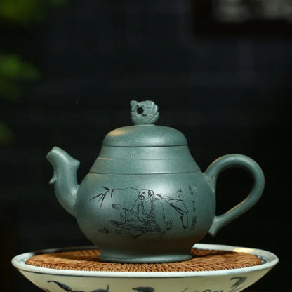 320ML Green Yingxing Purple Clay Teapot Zisha Pot Handmade Teaware Gifts Drinkware Set Drink Puer
