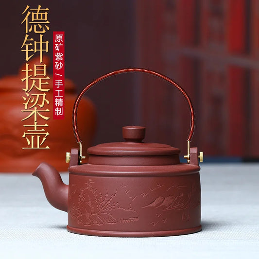 320cc Genuine Purple clay large teapot interior filter teaset with handle Yixing teapot