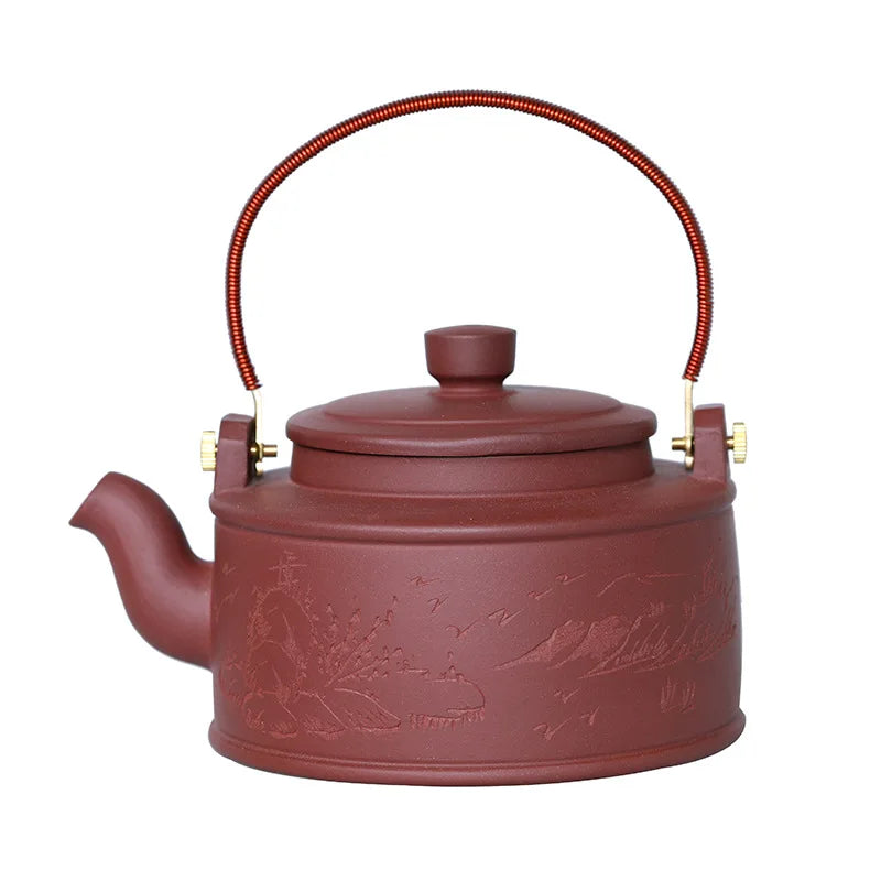 320cc Genuine Purple clay large teapot interior filter teaset with handle Yixing teapot