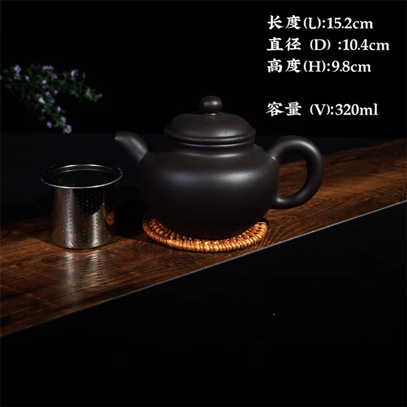 320ml Purple Clay Teapots Chinese Kung Fu Tea Set Master Hand Carved Teapot with Tea Infuser Green Tea Filter Kettle Tea