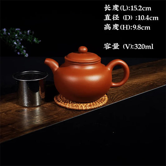 320ml Purple Clay Teapots Chinese Kung Fu Tea Set Master Hand Carved Teapot with Tea Infuser Green Tea Filter Kettle Tea