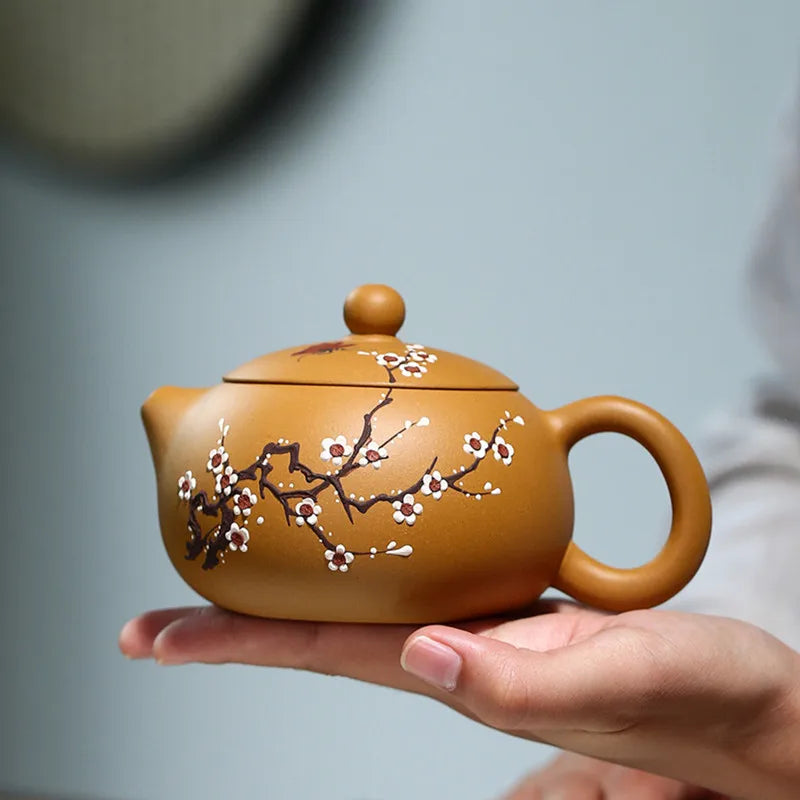 320ml Yixing Purple Clay Xishi Teapots Raw ore Golden Section Mud Plum blossom Tea Pot Kettle Chinese Handmade Zisha Teaware