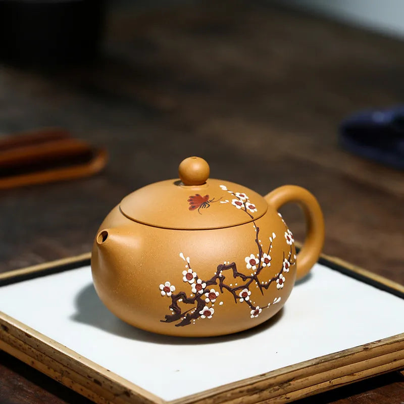 320ml Yixing Purple Clay Xishi Teapots Raw ore Golden Section Mud Plum blossom Tea Pot Kettle Chinese Handmade Zisha Teaware