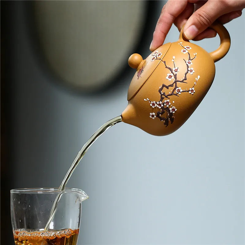 320ml Yixing Purple Clay Xishi Teapots Raw ore Golden Section Mud Plum blossom Tea Pot Kettle Chinese Handmade Zisha Teaware
