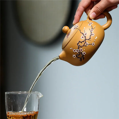 320ml Yixing Purple Clay Xishi Teapots Raw ore Golden Section Mud Plum blossom Tea Pot Kettle Chinese Handmade Zisha Teaware
