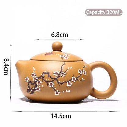 320ml Yixing Purple Clay Xishi Teapots Raw ore Golden Section Mud Plum blossom Tea Pot Kettle Chinese Handmade Zisha Teaware
