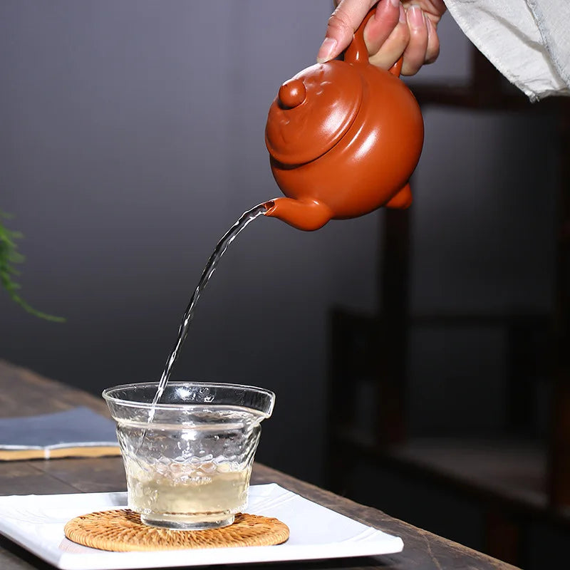 325ml High-end Yixing Purple Clay Teapot Famous Handmade Three-legged Tripod Tea Pot Kettle Chinese Zisha Tea Set Collection
