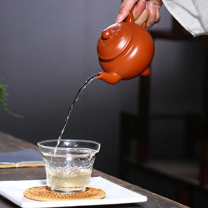 325ml High-end Yixing Purple Clay Teapot Famous Handmade Three-legged Tripod Tea Pot Kettle Chinese Zisha Tea Set Collection