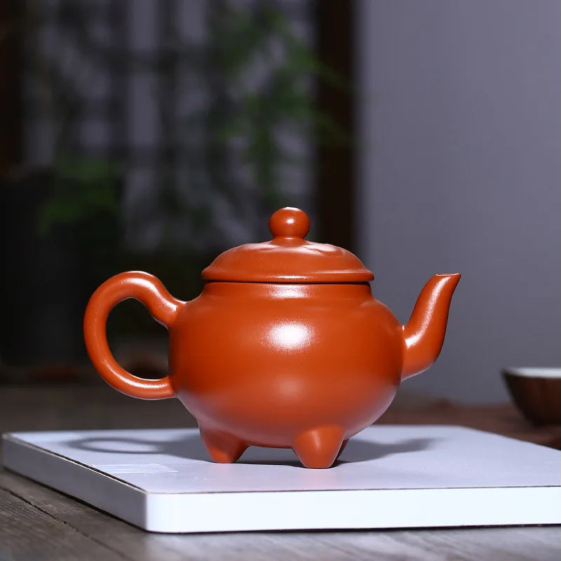 325ml High-end Yixing Purple Clay Teapot Famous Handmade Three-legged Tripod Tea Pot Kettle Chinese Zisha Tea Set Collection