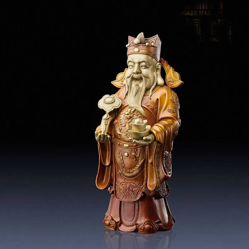 32CM Large Global Limited Edition thriving business Good luck CAI SHEN God of wealth brass Sculpture home office Ornament gift