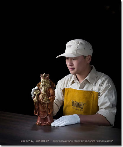32CM Large Global Limited Edition thriving business Good luck CAI SHEN God of wealth brass Sculpture home office Ornament gift