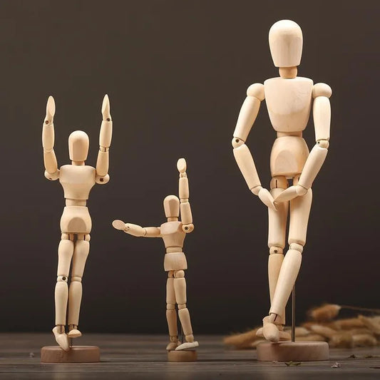 32CM figure statue Nordic Wooden hand ornaments modeling decoration creative retro home desktop decoration maison