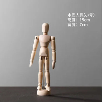 32CM figure statue Nordic Wooden hand ornaments modeling decoration creative retro home desktop decoration maison