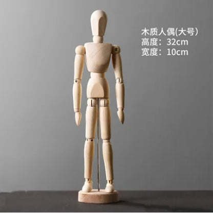 32CM figure statue Nordic Wooden hand ornaments modeling decoration creative retro home desktop decoration maison