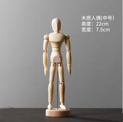 32CM figure statue Nordic Wooden hand ornaments modeling decoration creative retro home desktop decoration maison