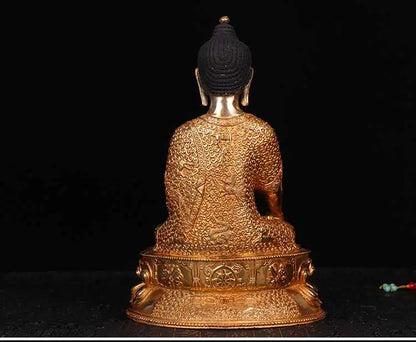 32cm LARGE # GOOD # Buddhist disciple efficacious Safety Protection Tibet Nepal Gold-plated Sakyamuni brass Buddha statue