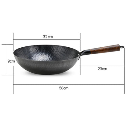 32cm Non Stick Iron Wok Flat Bottom Cooking Pan without Lid Stir Fry Skillet for All Stoves Kitchen Accessories