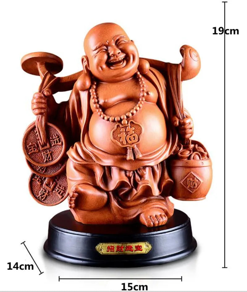 32cm Resin feng shui smiling Buddha statues Maitreya arts and crafts home decoration statue Buddha hall supplies