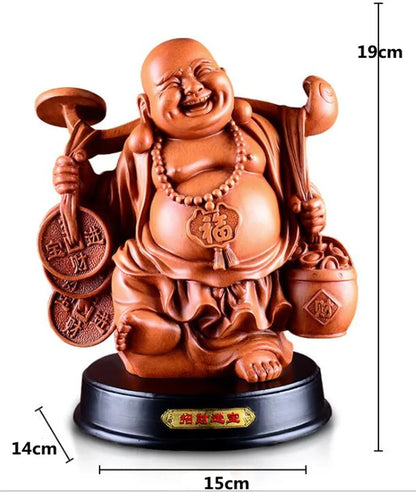 32cm Resin feng shui smiling Buddha statues Maitreya arts and crafts home decoration statue Buddha hall supplies