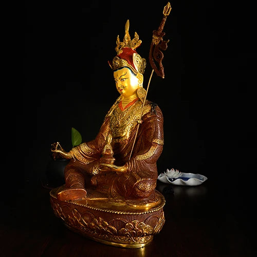 32cm TALL# GOOD # bless Safety Health Talisman #efficacious Protection Gold-plated Padmasambhava Guru Rinpoche Buddha statue