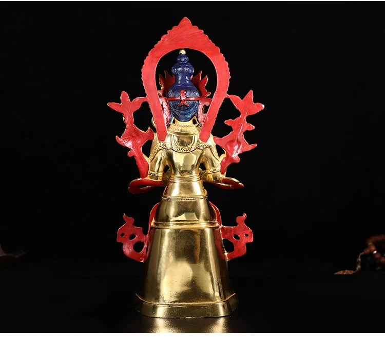 32cm TALL## bless Safety Health Talisman # Tibet efficacious Protection Nepal Gold-plated Maitreya Chamba Buddha statue