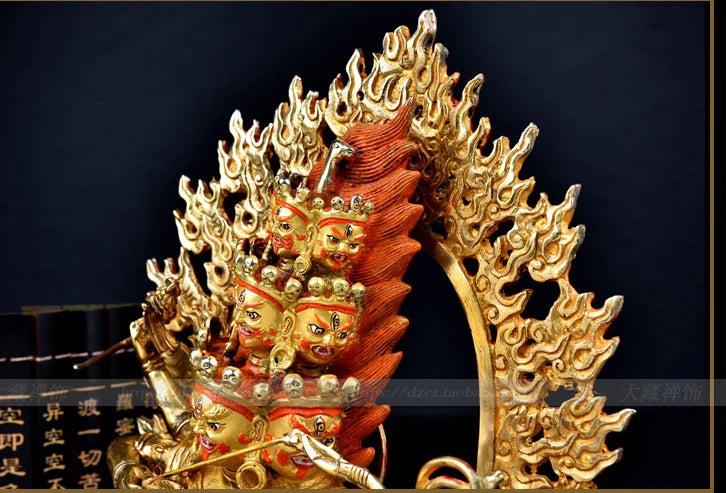 32cm large # GOOD -Buddhism # bless Safety Health Talisman #efficacious Protection Nepal Gold-plated Thermal Hula Buddha statue